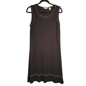 3/$30 J. Jill Casual Little Black Mini Tank Dress A-Line Ivory Stitching Detail